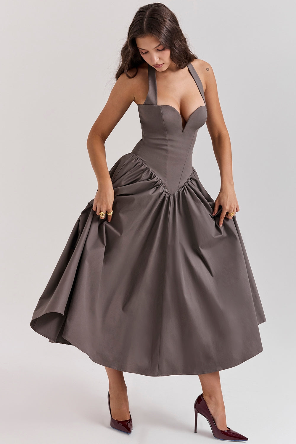smoke halter midi dress