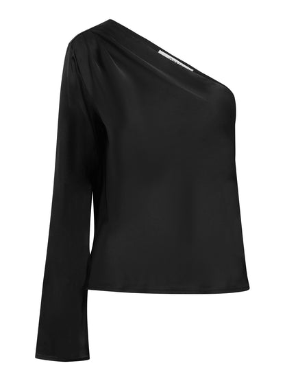 Natalia One Shoulder Top in Black