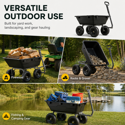 Heavy-Duty Garden Cart with Quick Dump System – Haul Smarter Outdoors