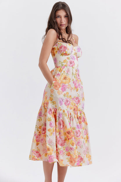 ivory floral midi sundress