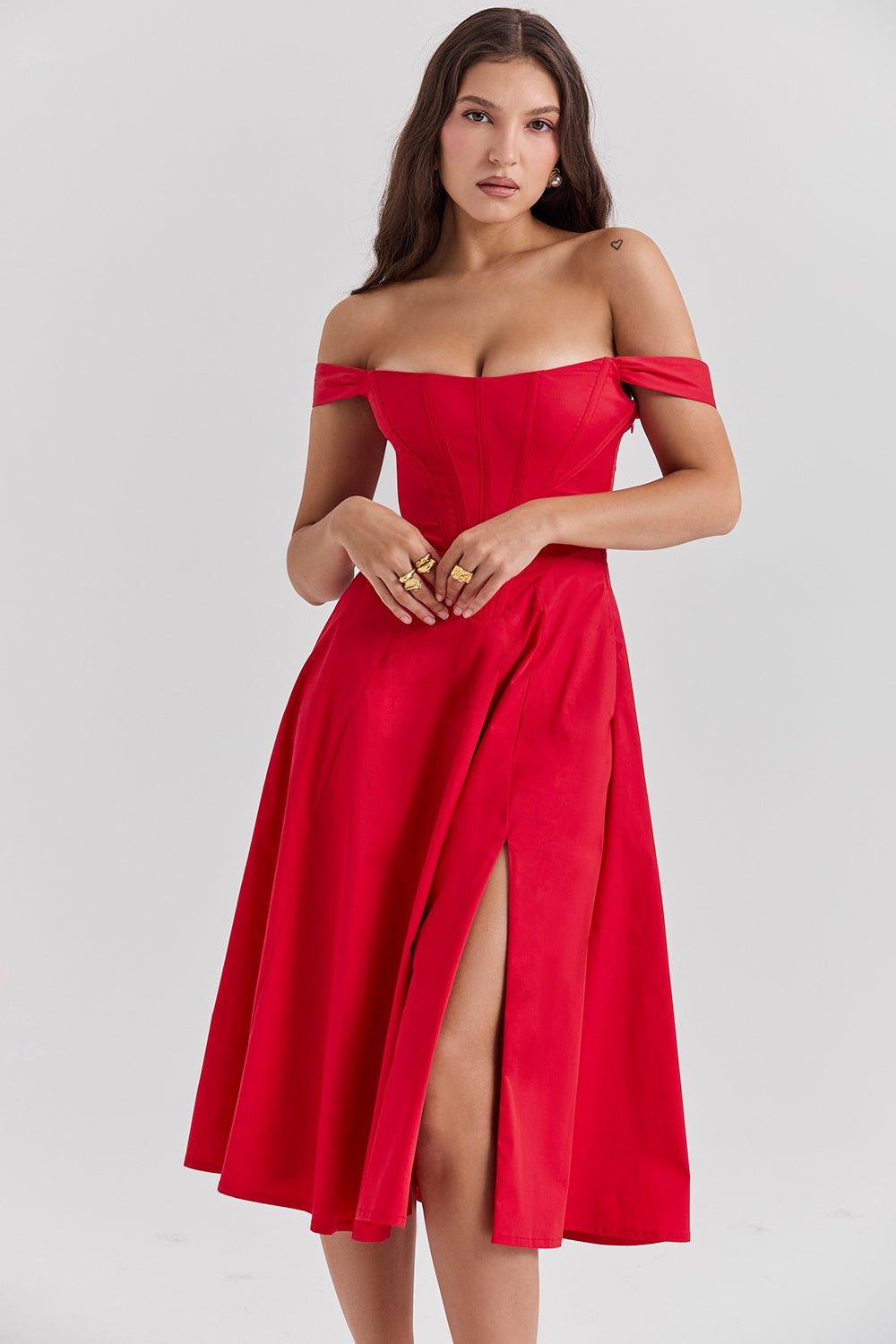 scarlet midi sundress