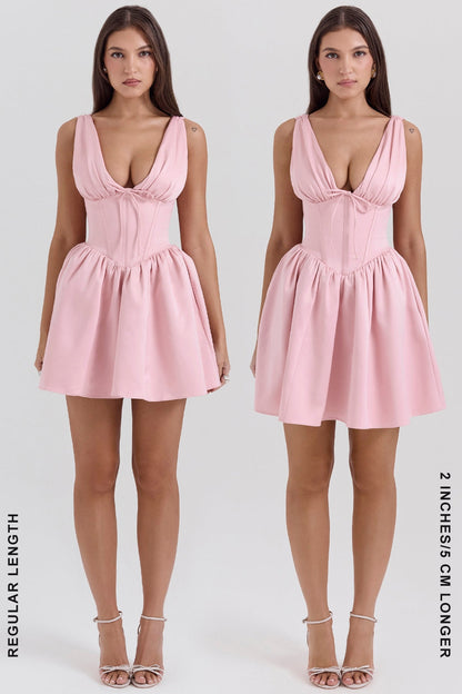powder pink satin mini dress - sale