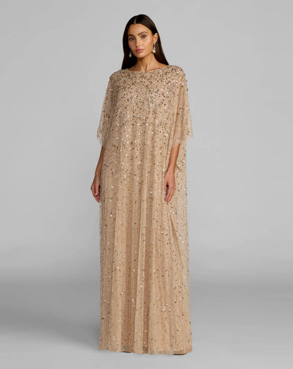 Gold Sequin Embellished Kaftan Gown