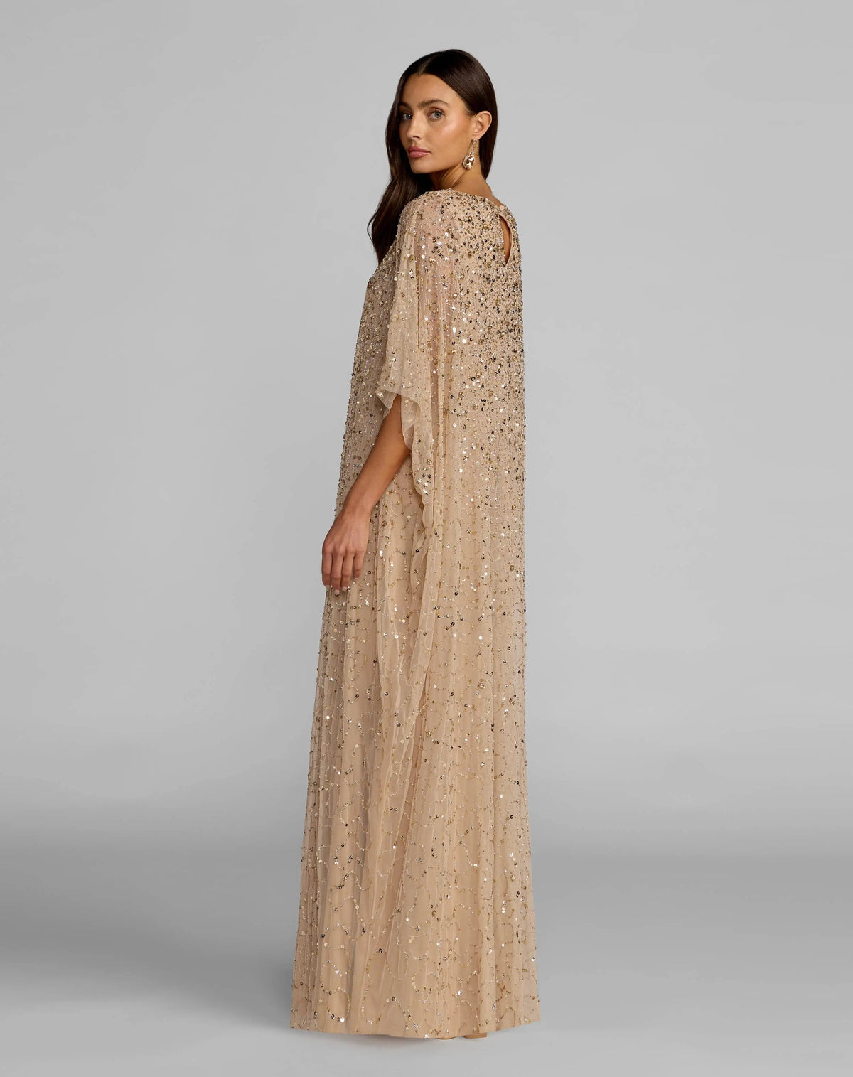 Gold Sequin Embellished Kaftan Gown