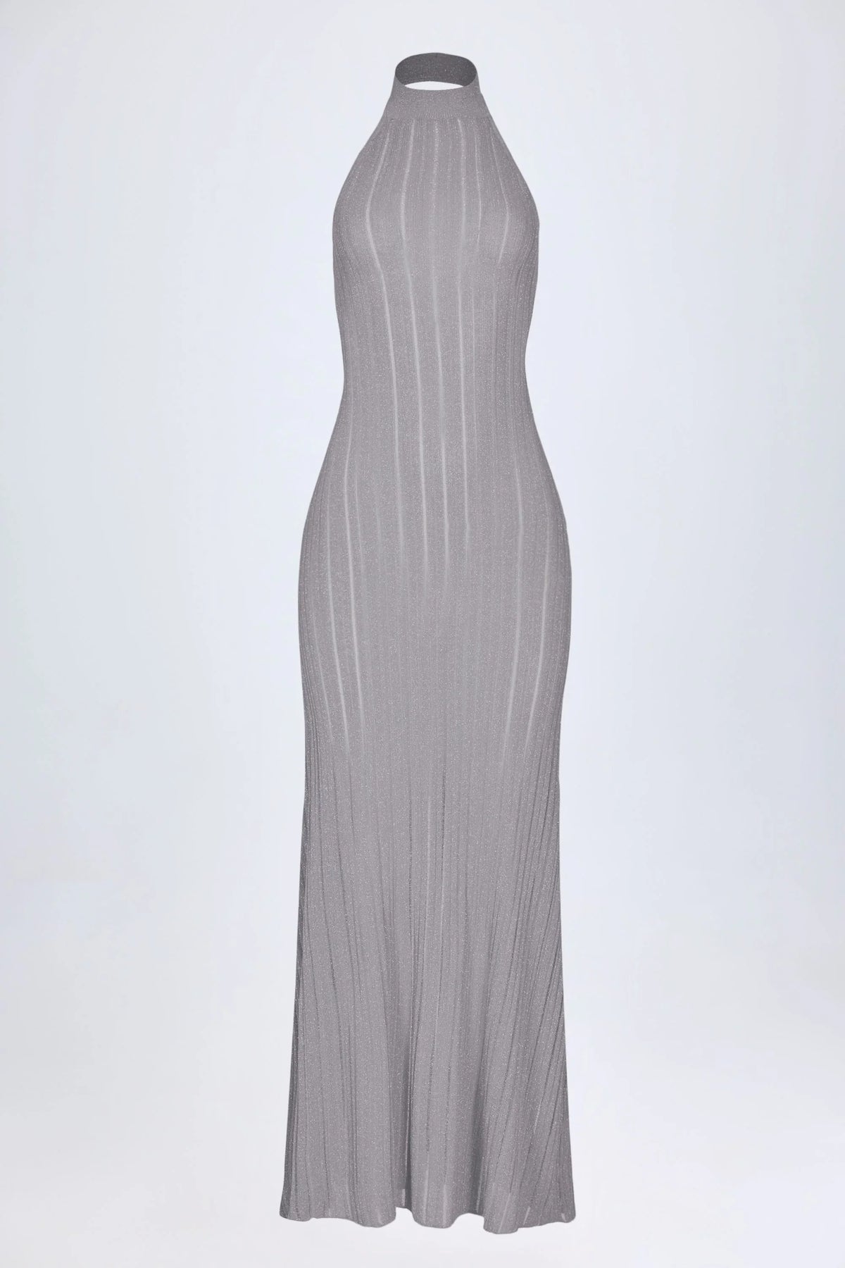 Backless Halterneck Maxi Dress in Silver
