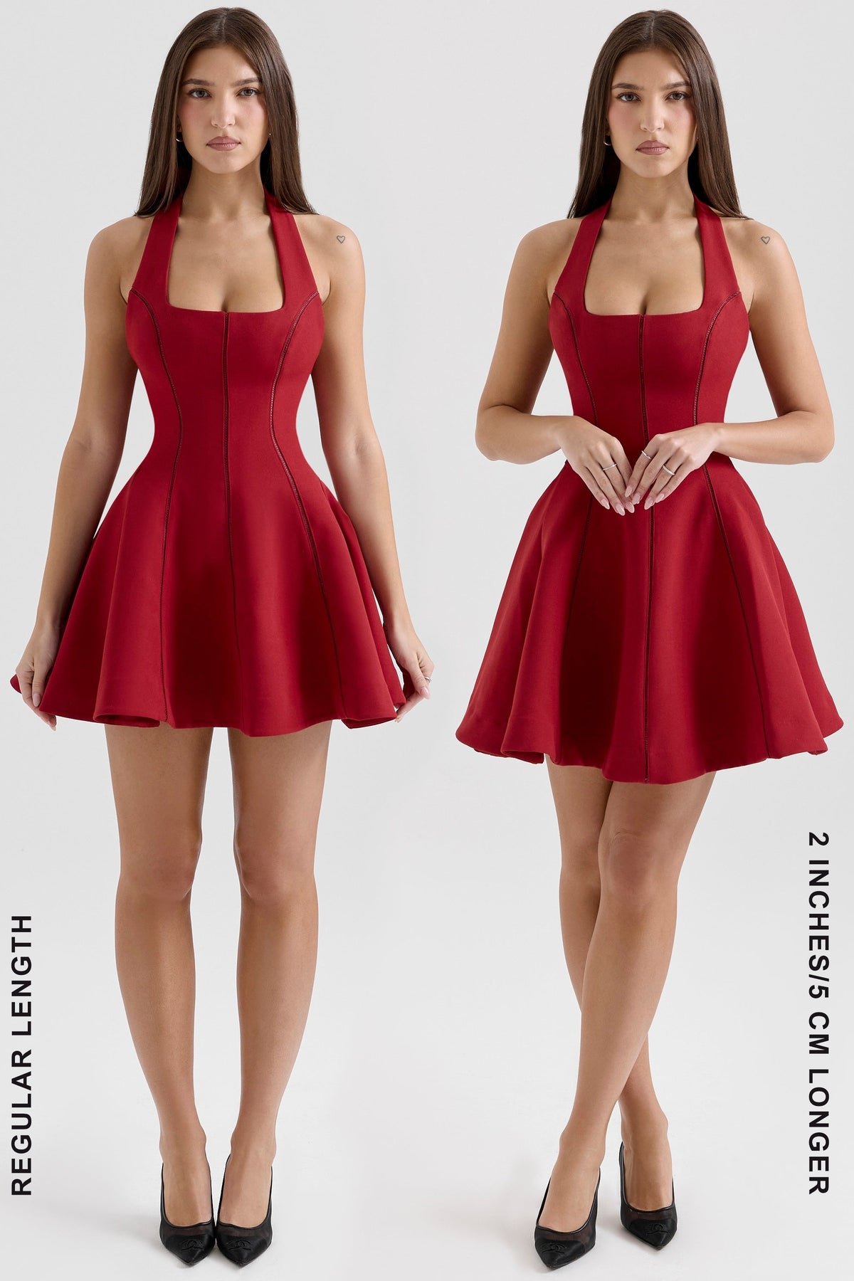 red halter neck bow mini dress
