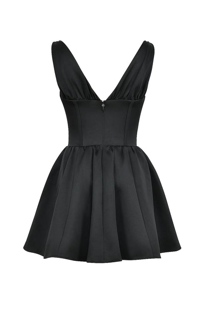 black satin mini dress - sale