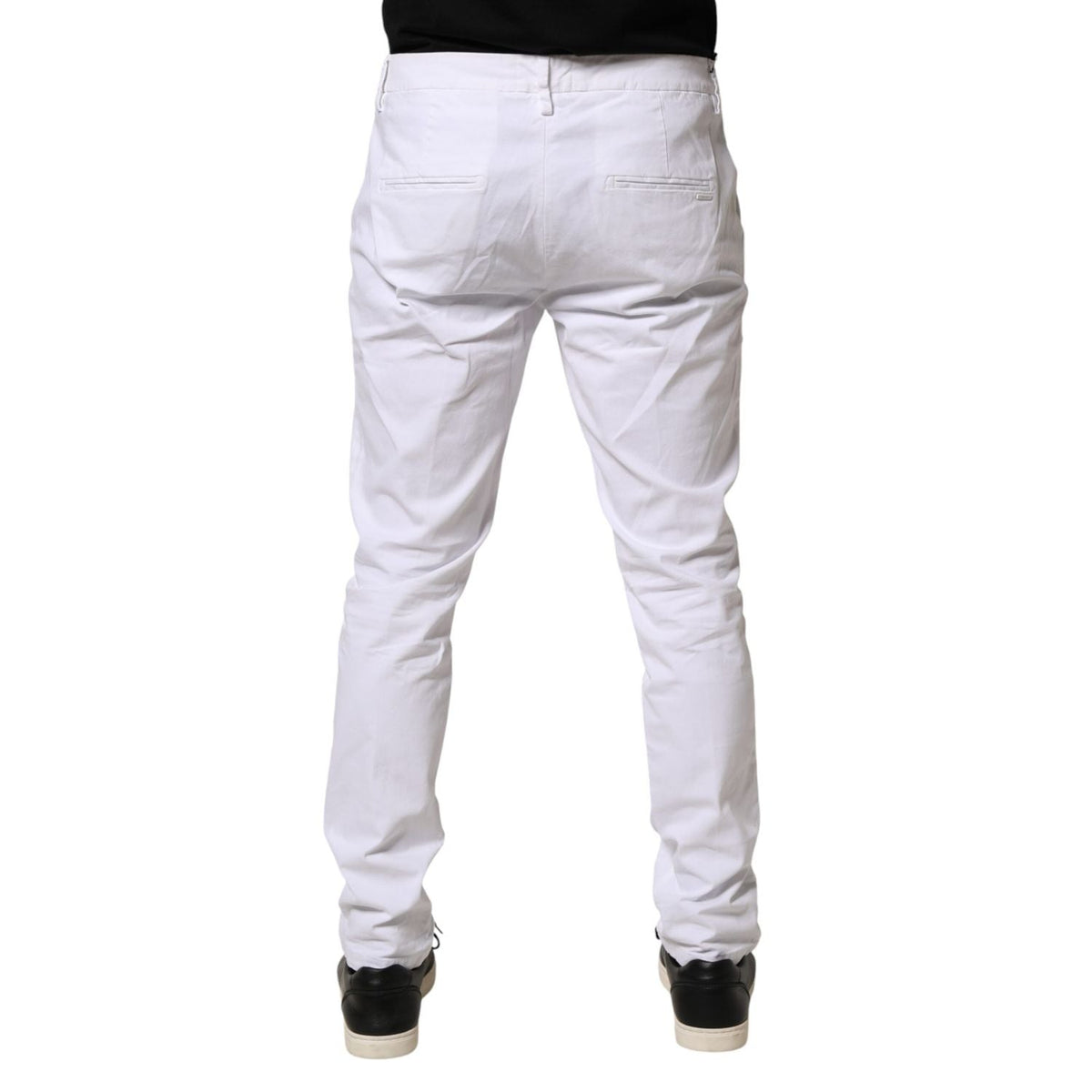 AGLINI White Skinny Fit Mid Waist Men Chino Trouser Pants