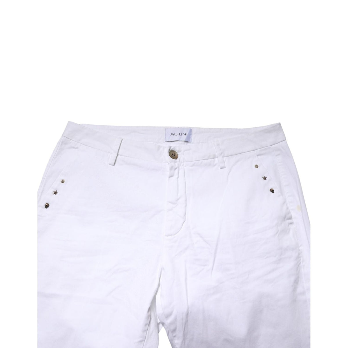 AGLINI White Skinny Fit Mid Waist Men Chino Trouser Pants