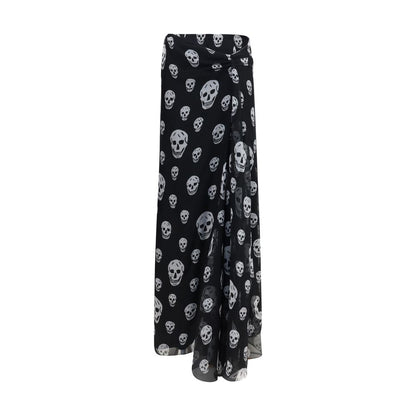 Alexander McQueen Black Silk Long Skirt