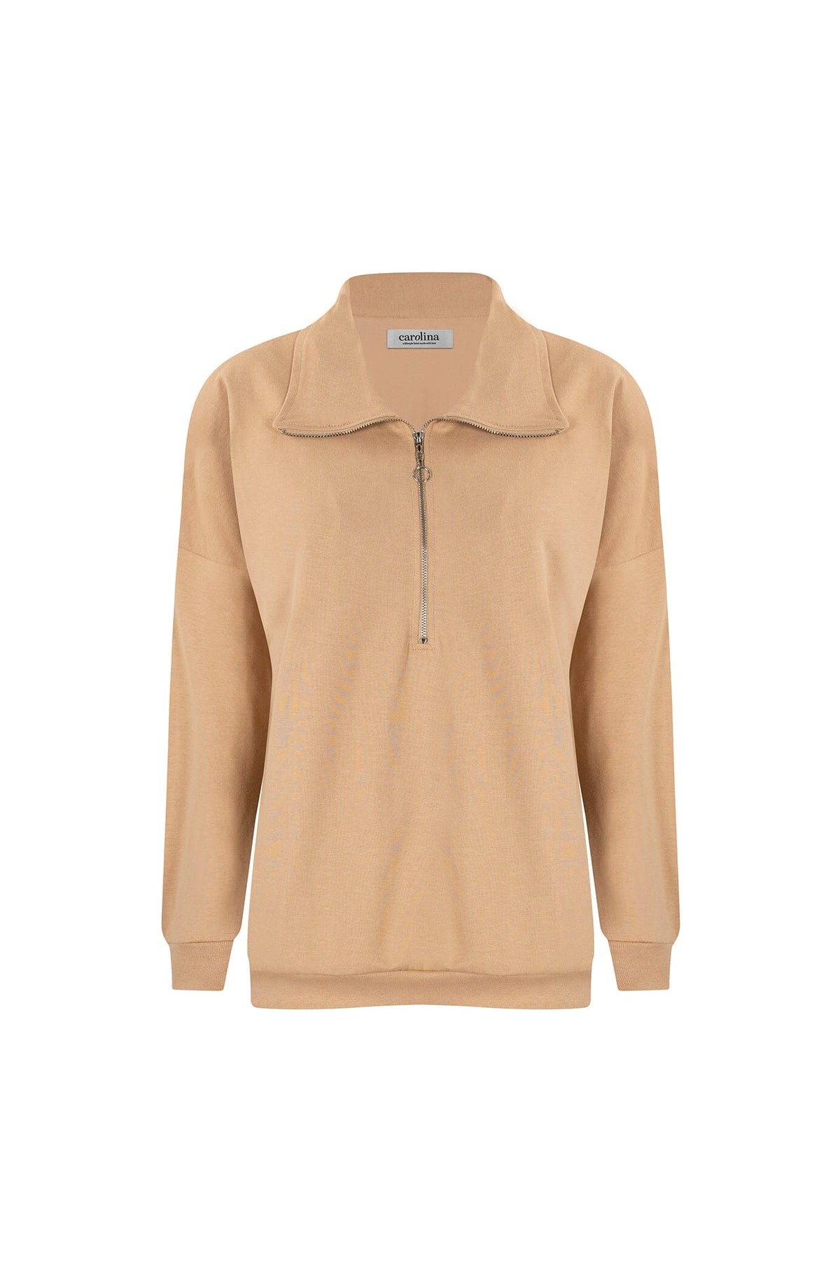 Amara Half Zip Jumper Tan