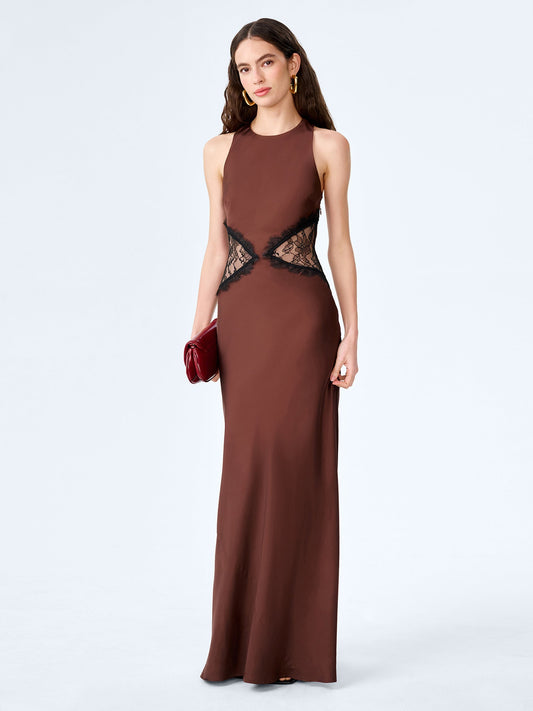 Andrea Dress in Chocolate / Black Lace