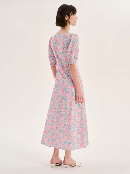 Bluebell Floral Knot Front Dress in Pink