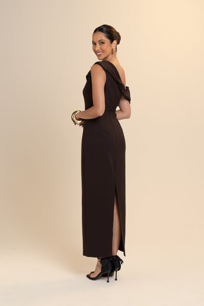 Brooklyn Chocolate Drop Shoulder Midi
