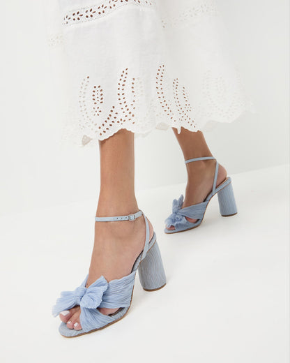 Camellia Blue Pleated Bow Heel