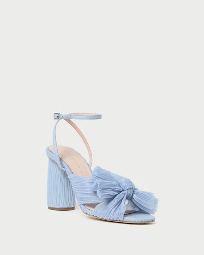 Camellia Blue Pleated Bow Heel