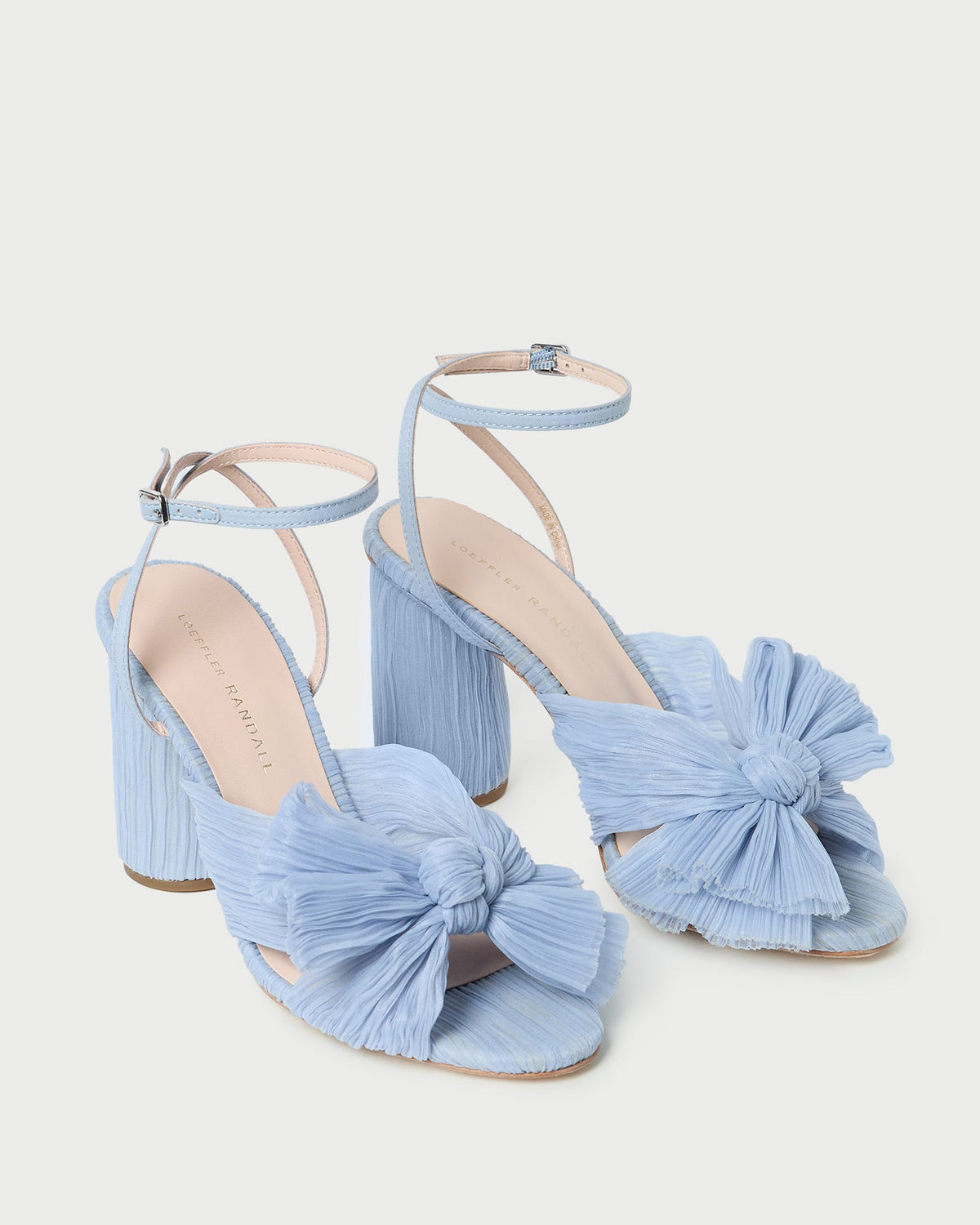 Camellia Blue Pleated Bow Heel