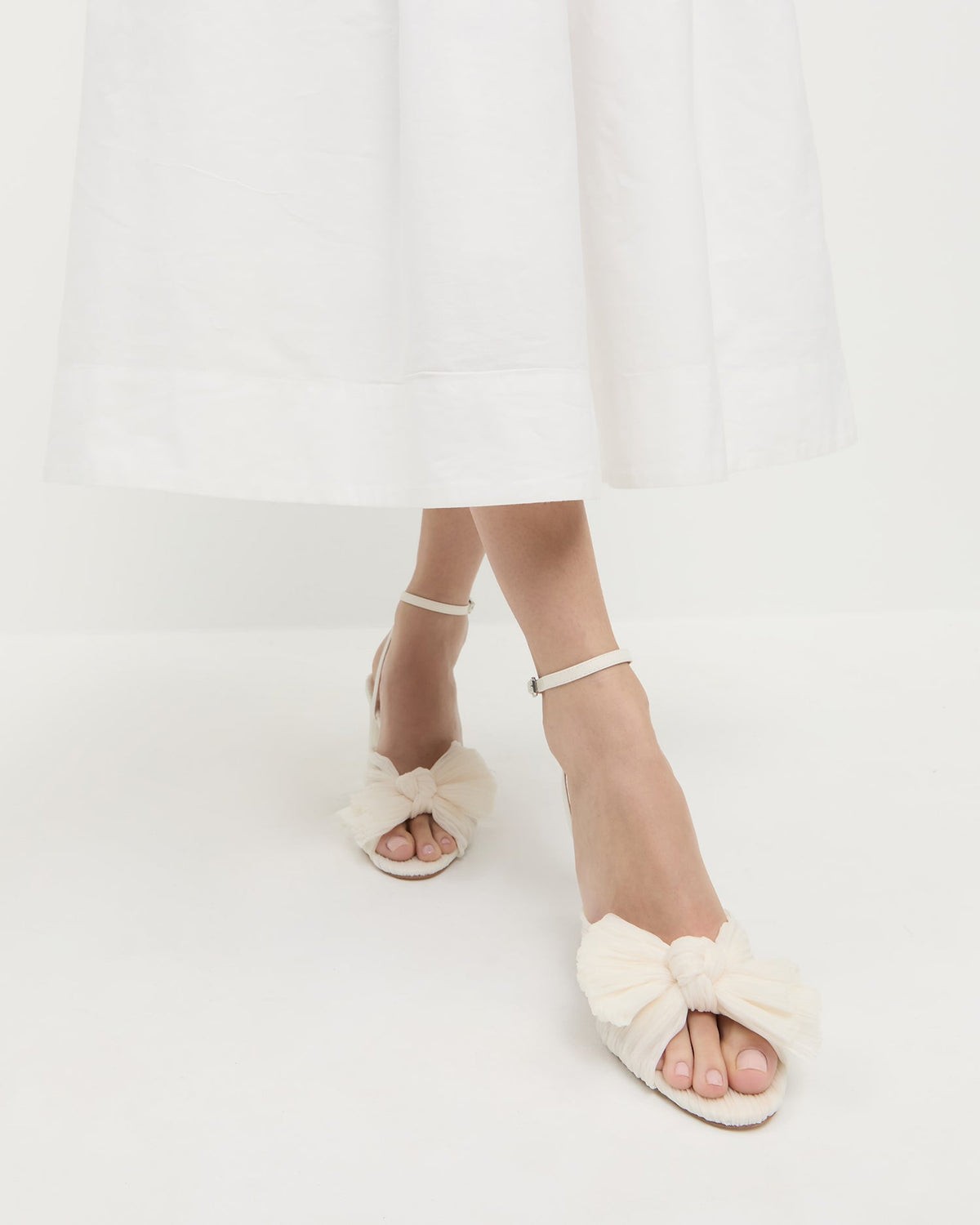 Camellia Pearl Pleated Bow Heel