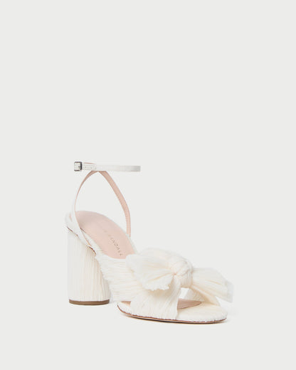 Camellia Pearl Pleated Bow Heel