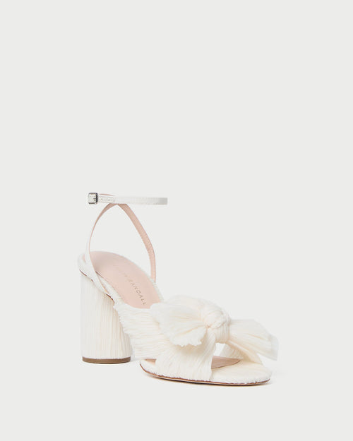 Camellia Pearl Pleated Bow Heel