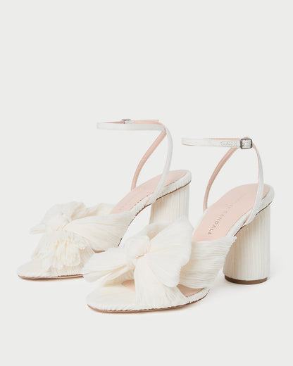 Camellia Pearl Pleated Bow Heel