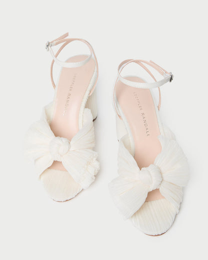 Camellia Pearl Pleated Bow Heel