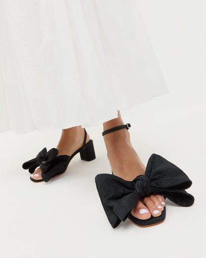 Carmen Black Moiré Bow Sandal