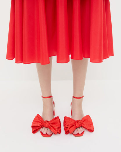 Carmen Red Moiré Bow Sandal