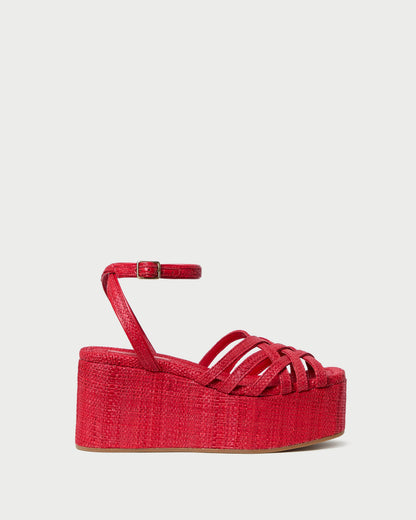 Channing Red Raffia Platform Sandal