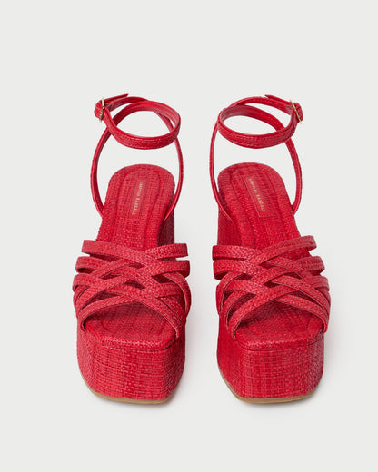 Channing Red Raffia Platform Sandal
