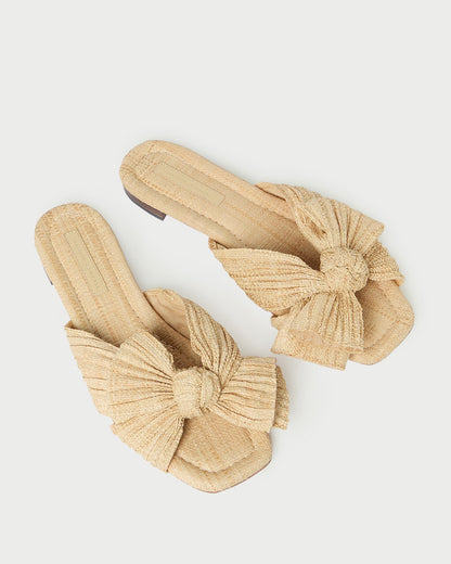 Daphne Natural Bow Slide Sandal