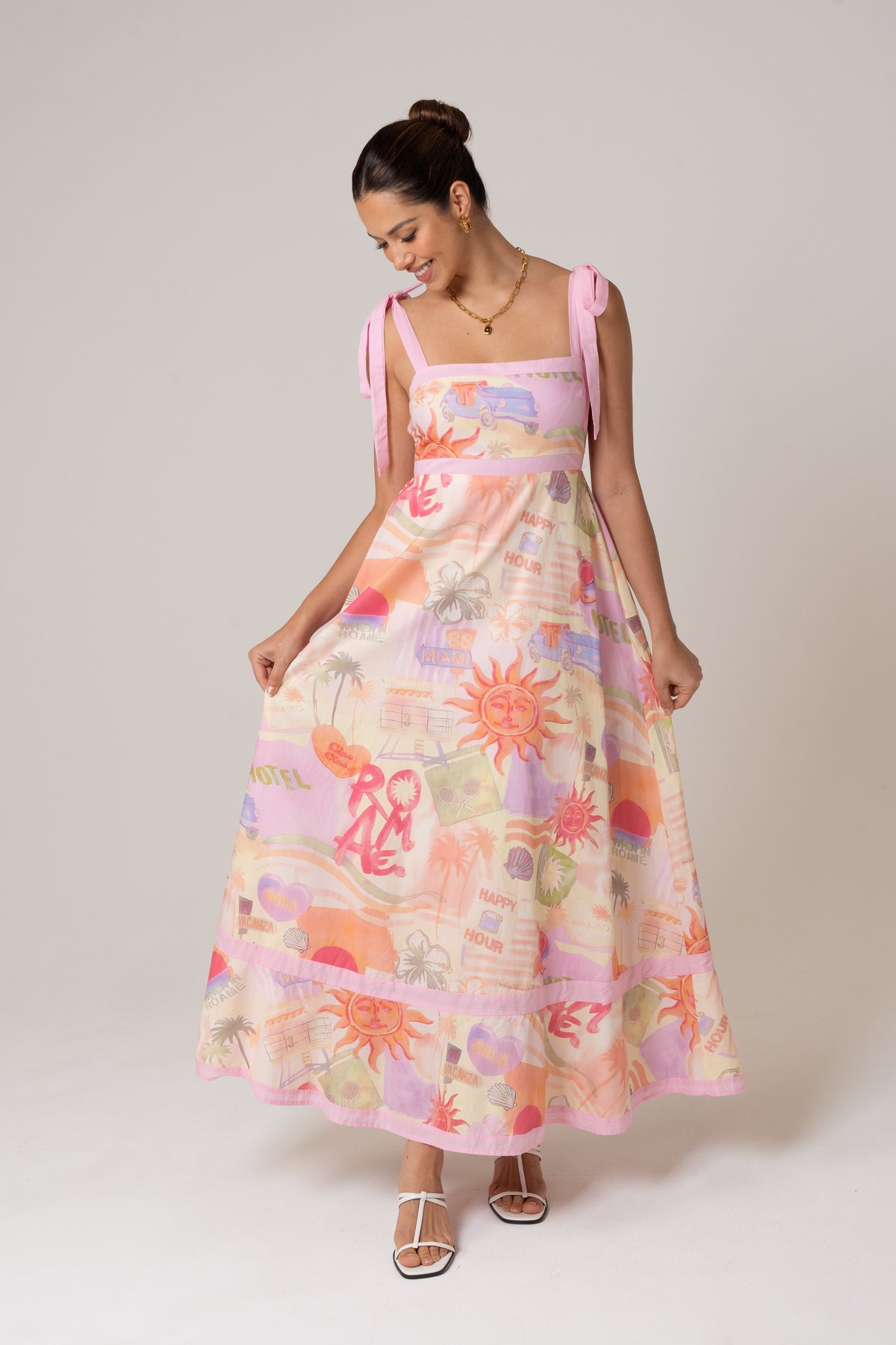 Tanya Holiday Print Maxi Dress