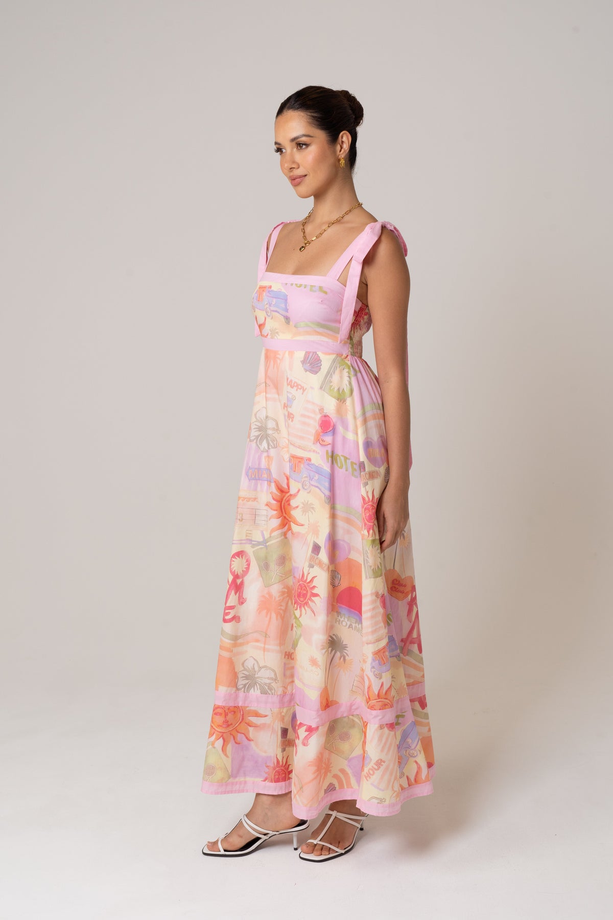 Tanya Holiday Print Maxi Dress