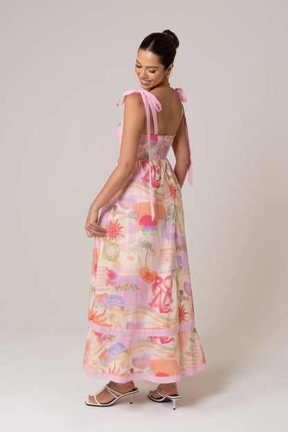 Tanya Holiday Print Maxi Dress