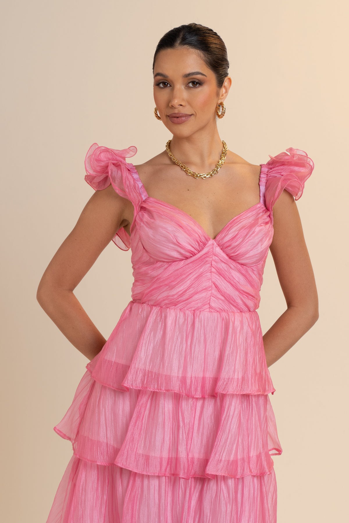 Caterina Ruffle Trim Tiered Maxi Dress