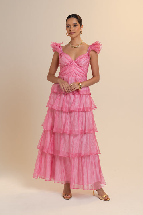 Caterina Ruffle Trim Tiered Maxi Dress