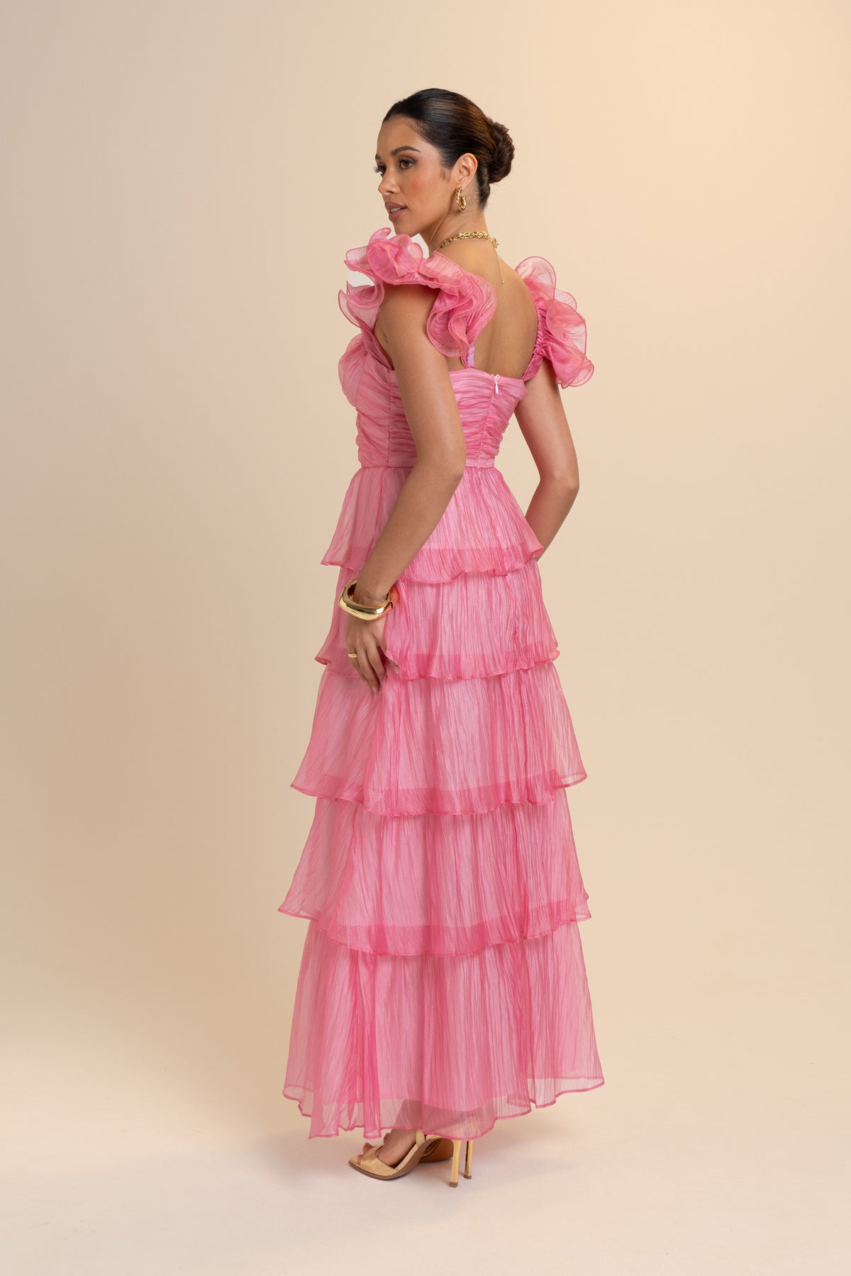 Caterina Ruffle Trim Tiered Maxi Dress