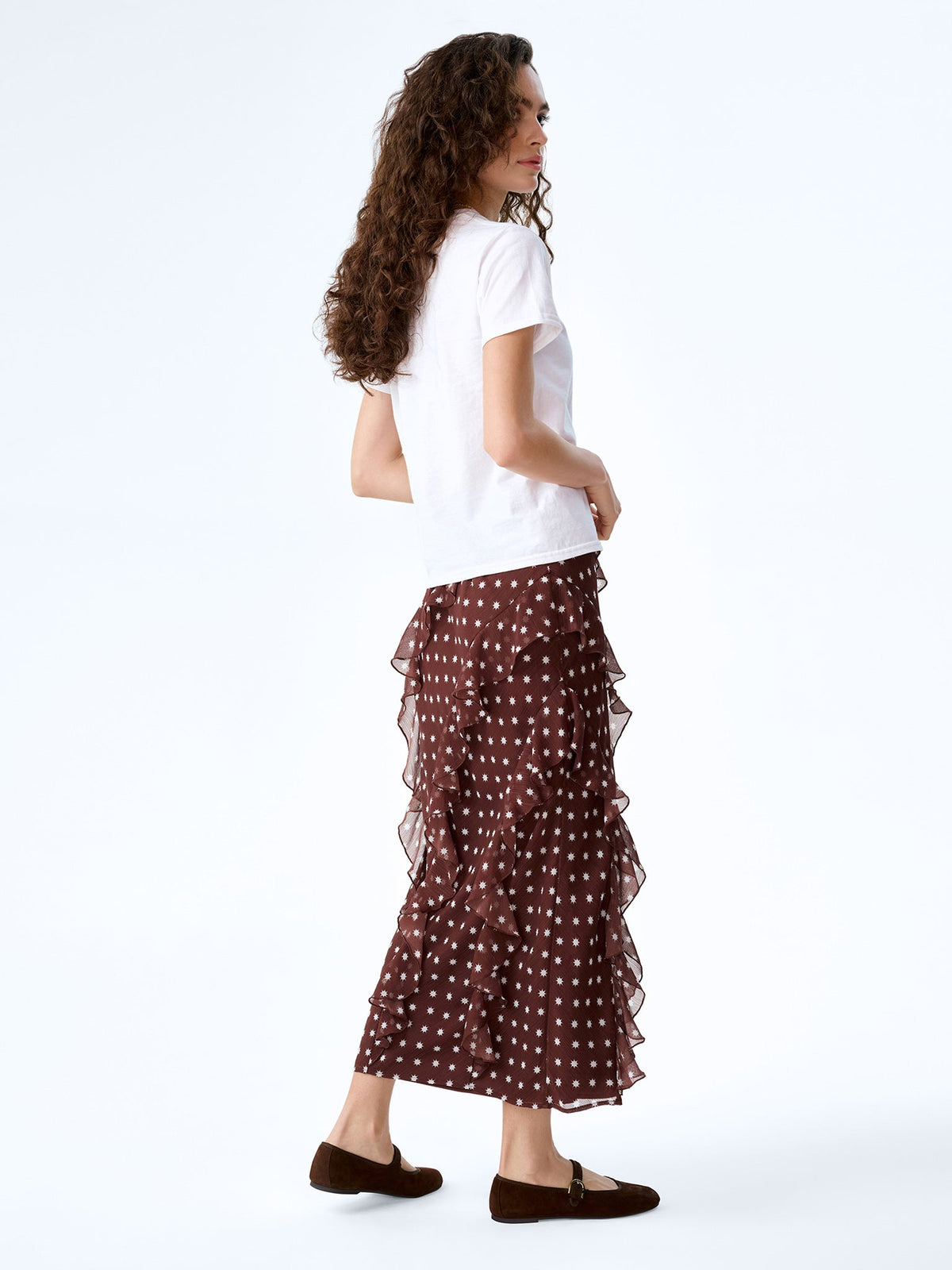 Darline Skirt in Brown Starburst Print