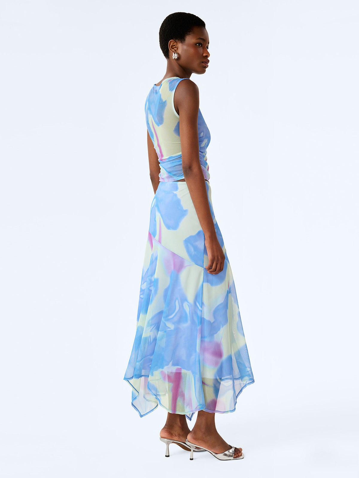 Delia Top in Mint Glitched Floral