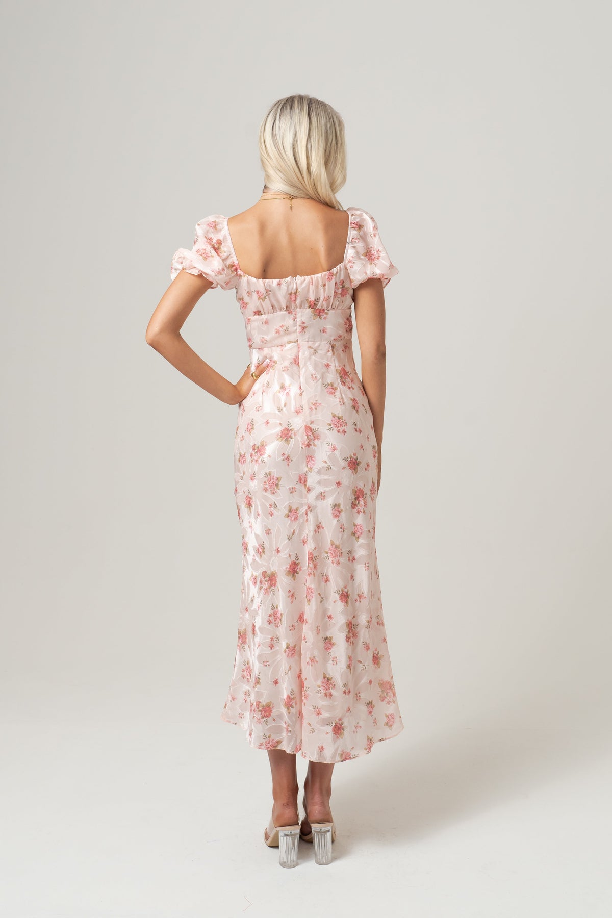 Harmony Pink Floral Print Midi Dress