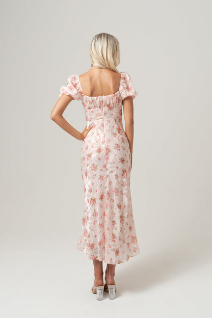 Harmony Pink Floral Print Midi Dress