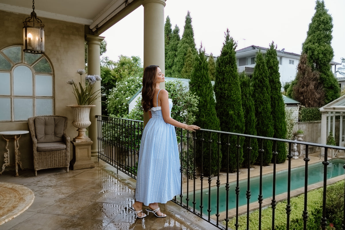 Poppy Gingham Maxi Dress with Detachable Straps