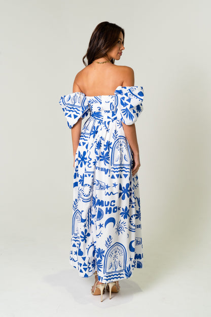 Dahlia Off Shoulder Puffed Sleeve Midi Dress