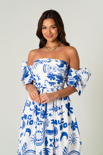 Dahlia Off Shoulder Puffed Sleeve Midi Dress