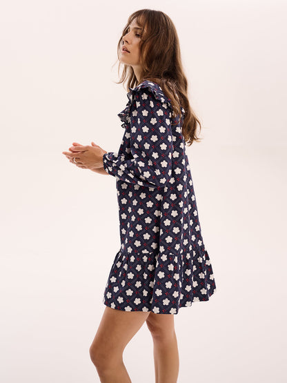 Emili Mini Dress in Navy Print