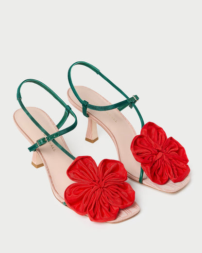 Frank Red/Green Moiré Flower Sandal