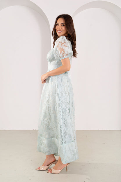 Florabelle Mint Green Puff Sleeve Maxi Dress