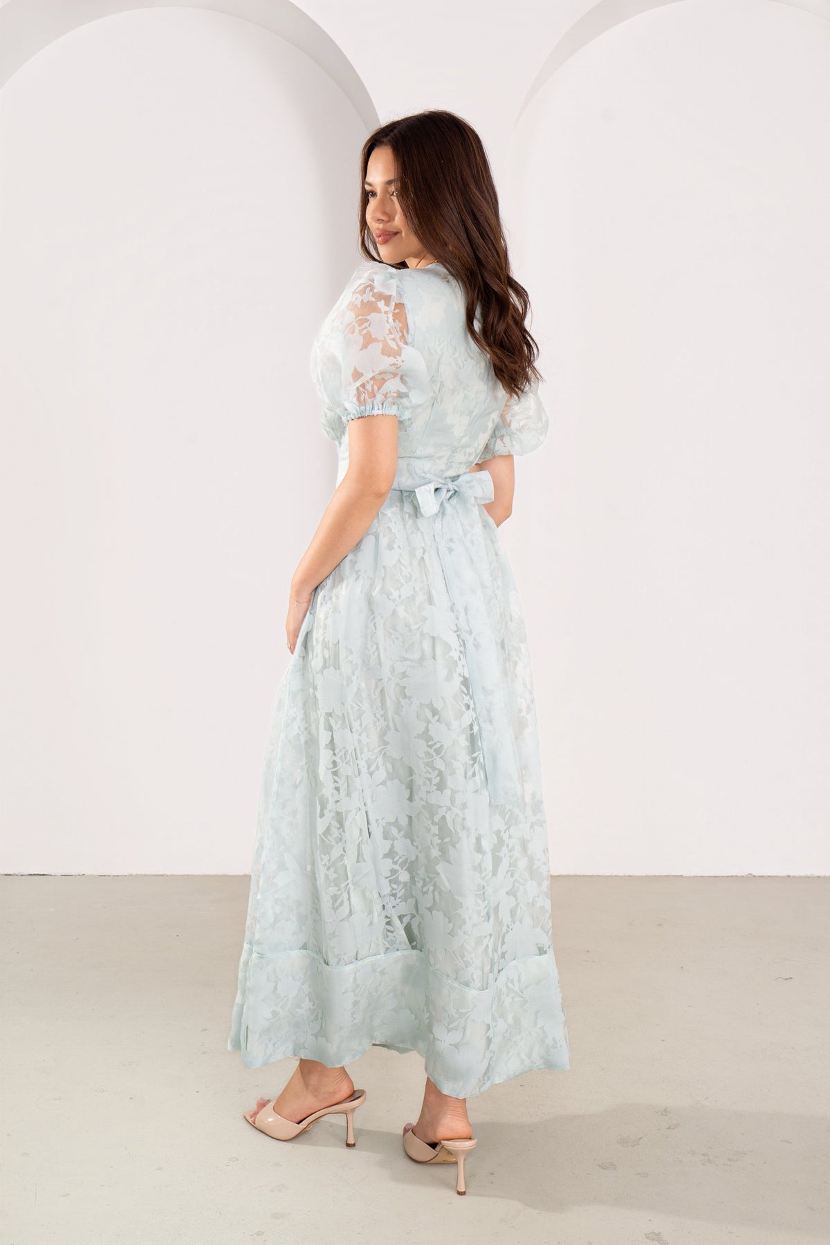 Florabelle Mint Green Puff Sleeve Maxi Dress