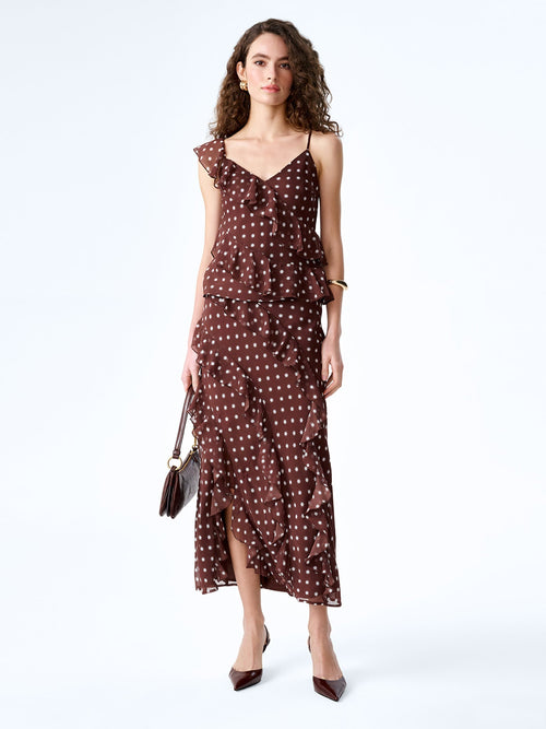 Darline Skirt in Brown Starburst Print