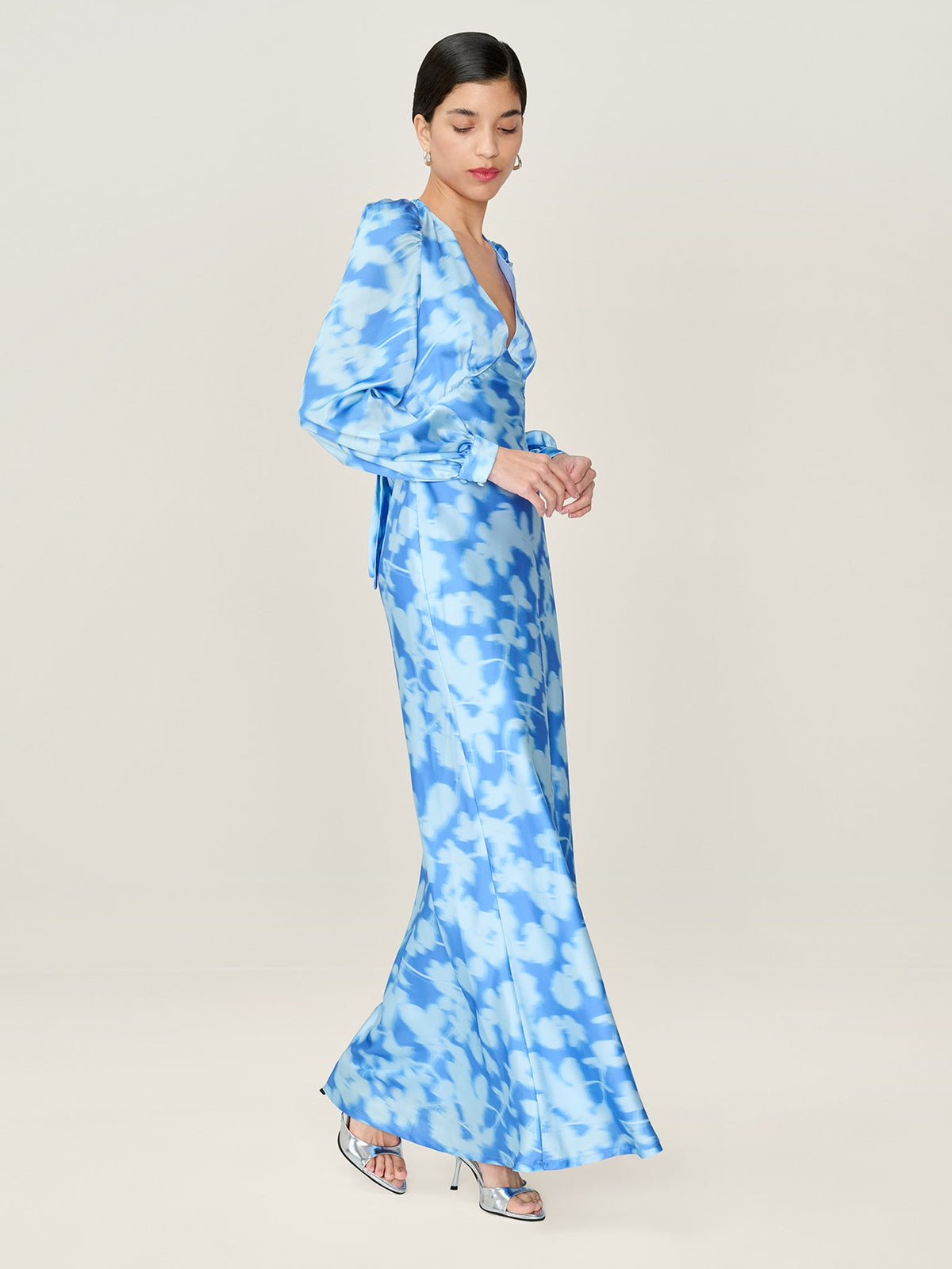 Francoise Dress in Blue Blurred Floral